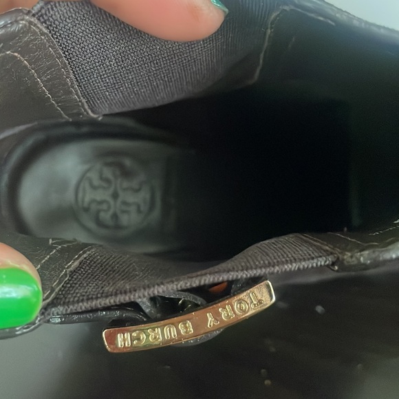 The heel is 3-7/8 Fits a size 8 to 8-1/2. Tory Burch Adrienne bootie. EUC . - Picture 5 of 6